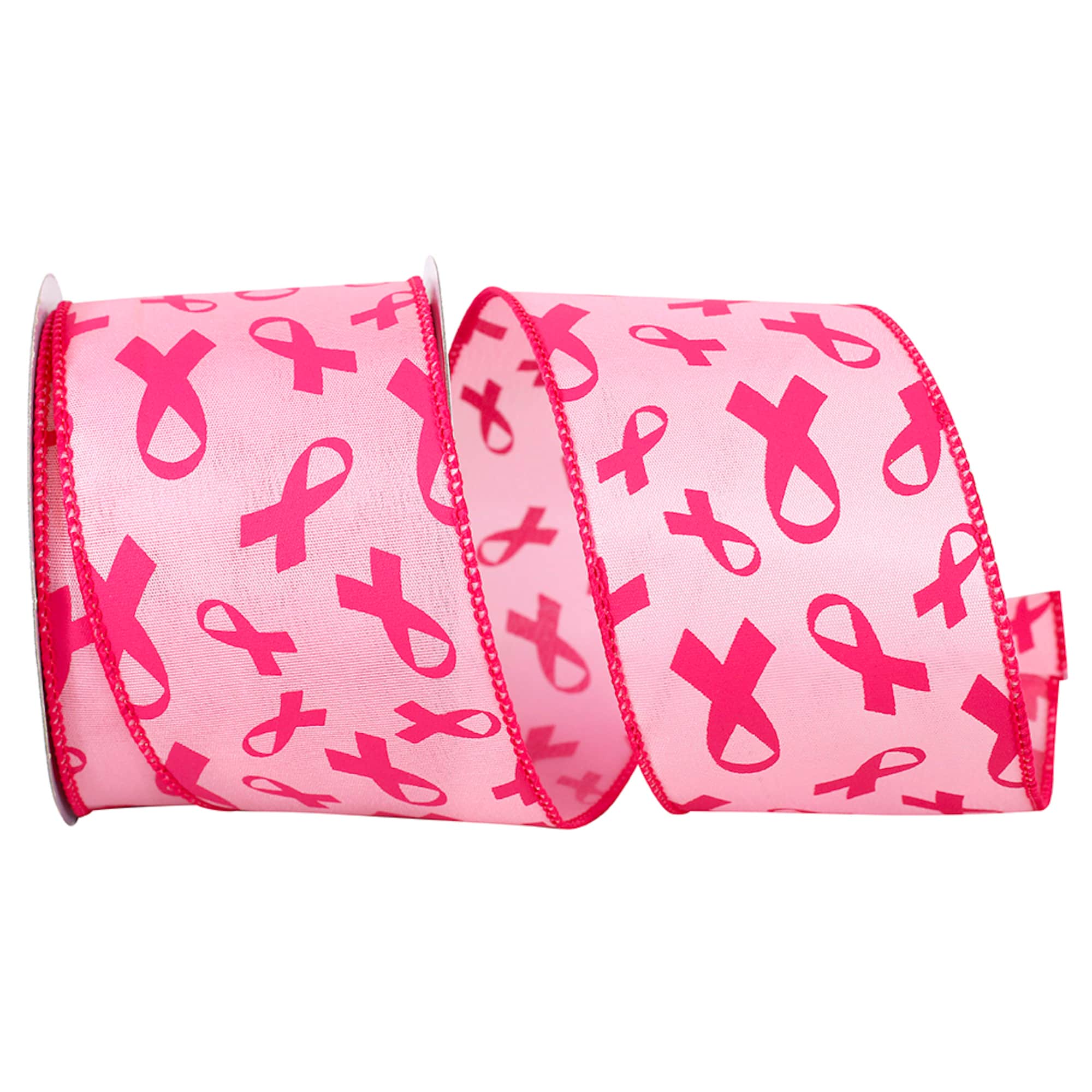JAM Paper 2.5" x 10yd. Pink Breast Cancer Awareness Wired Ribbon